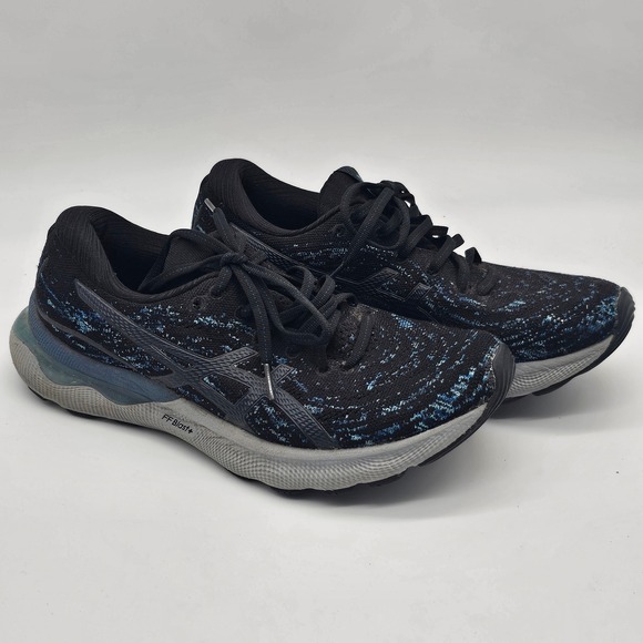 ASICS GEL Nimbus 24 Running Shoes Black Blue Athletic Sneakers Men's 8.5 - Picture 1 of 6